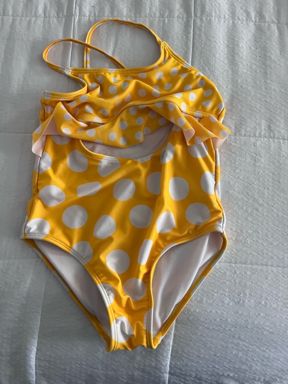 wonder nation Yellow and White Polka Dot One-Piece Swimsuit